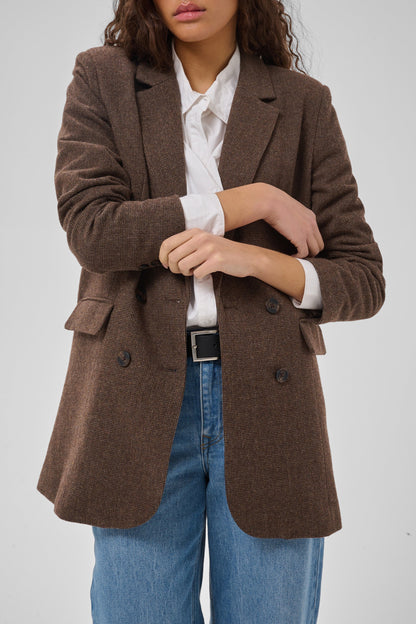 My Essential Wardrobe - Blazer - Dark Brown Check - Cleo