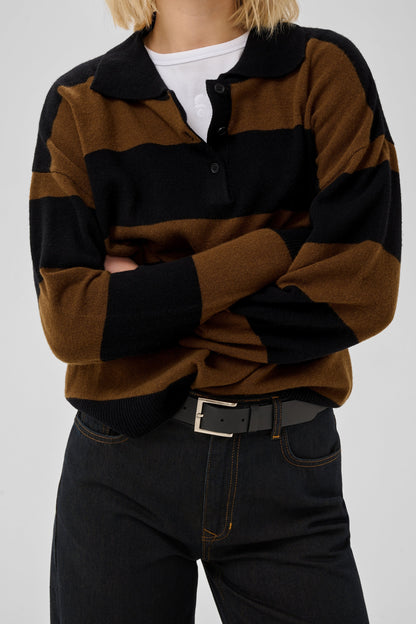 My Essential Wardrobe - Pullover - Bison w. Black Stripe - Jola