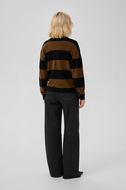My Essential Wardrobe - Pullover - Bison w. Black Stripe - Jola