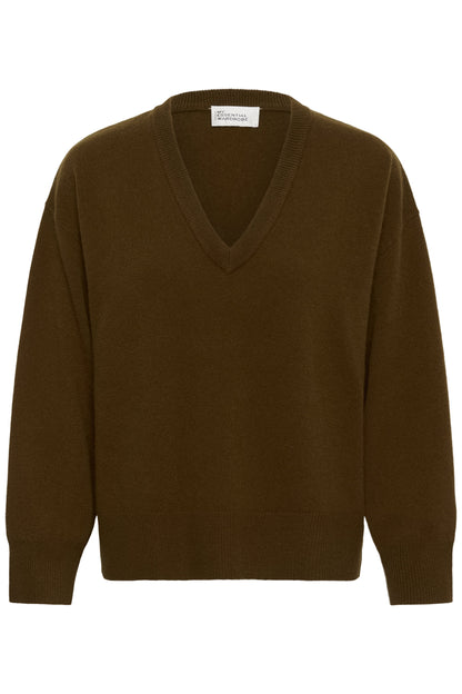 Jola-pulloveren fra My Essential Wardrobe er en ensfarvet strik i den varme nuance Bison packshot