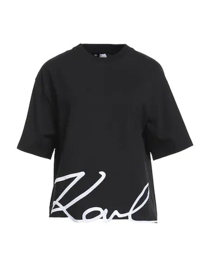 Karl Lagerfeld - T-shirt - Sort/hvid - Signature hem