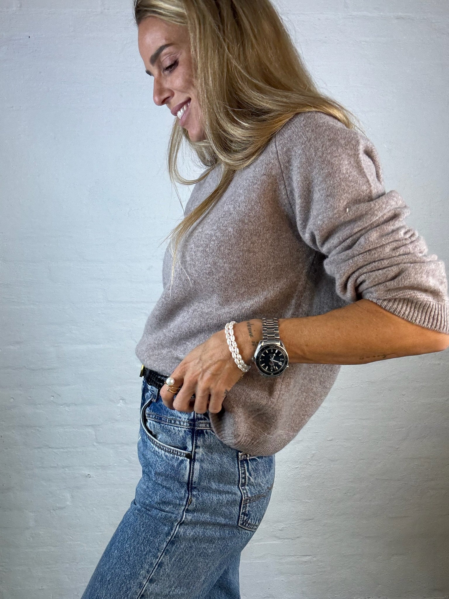 Andcopenhagen - Oversize Cashmerebluse Mocca - 100% cashmere strik - Eleni - Stilkompagniet.dk