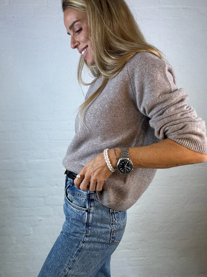 Andcopenhagen - Oversize Cashmerebluse Mocca - 100% cashmere strik - Eleni - Stilkompagniet.dk