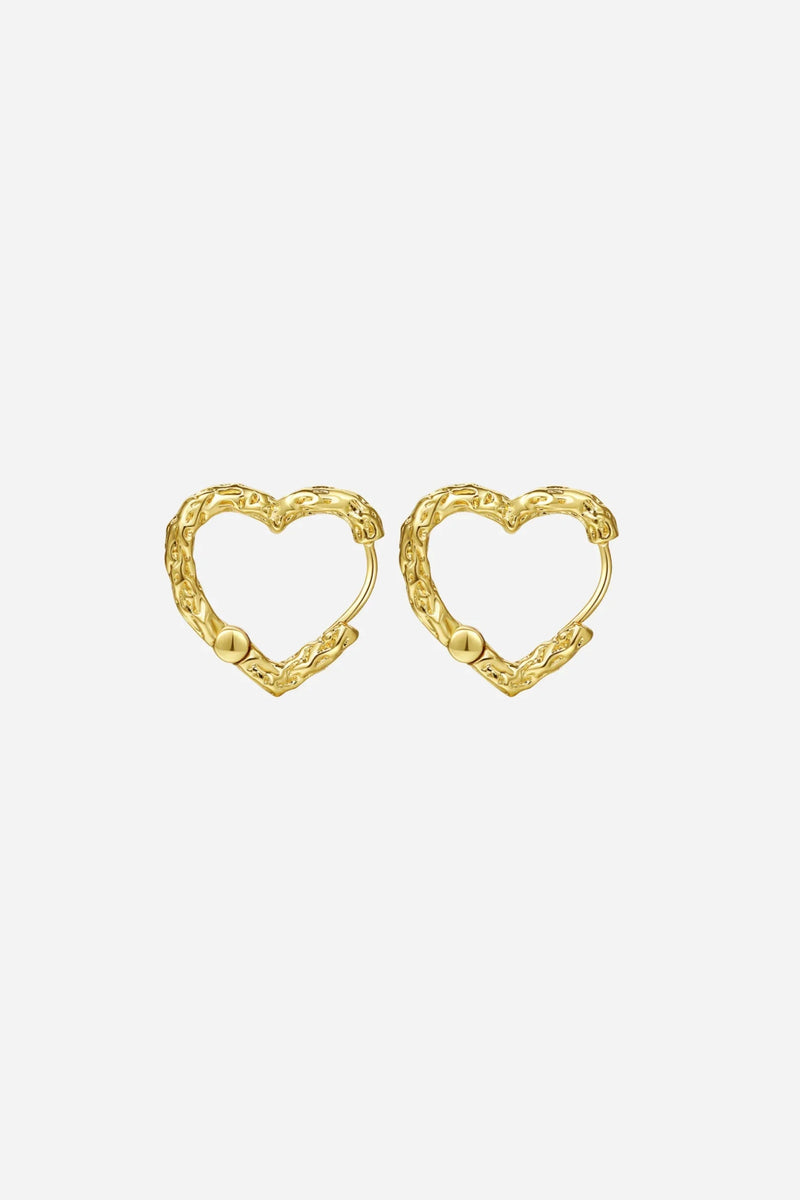 Liza Heart Hoops øreringe fra Andcopenhagen i hjerteform, 18 karat forgyldt 925 sterlingsølv.