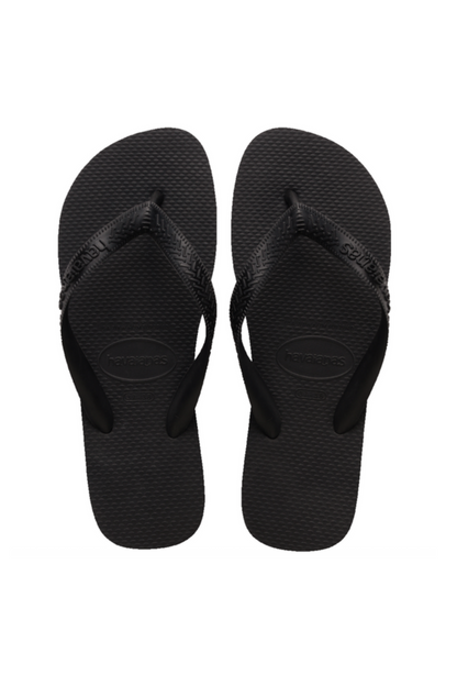 Sorte Havaianas klipklapper med tekstureret rem og klassisk flip-flop design.