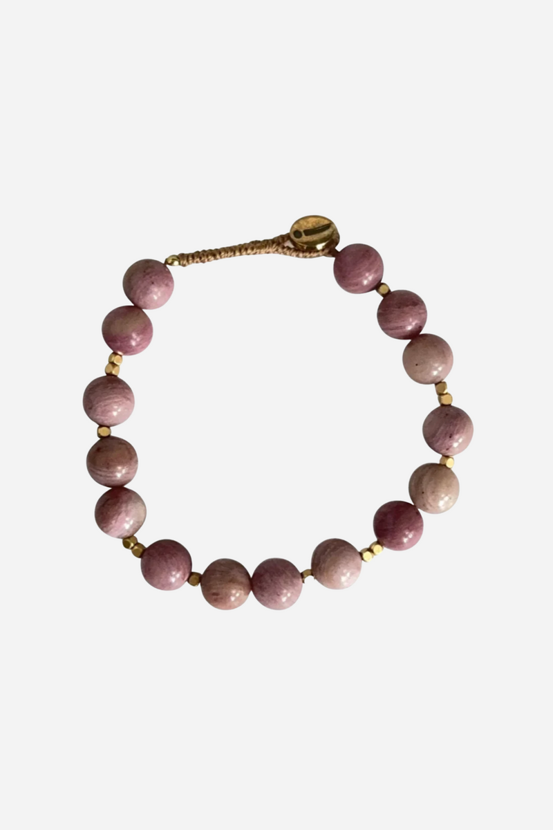 Ibu Jewels - Håndlavet perle armbånd - BIG BO RODONITE - BOM32