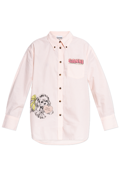 Ganni - Skjorte - Peach - Stripe cotton shirt A0898