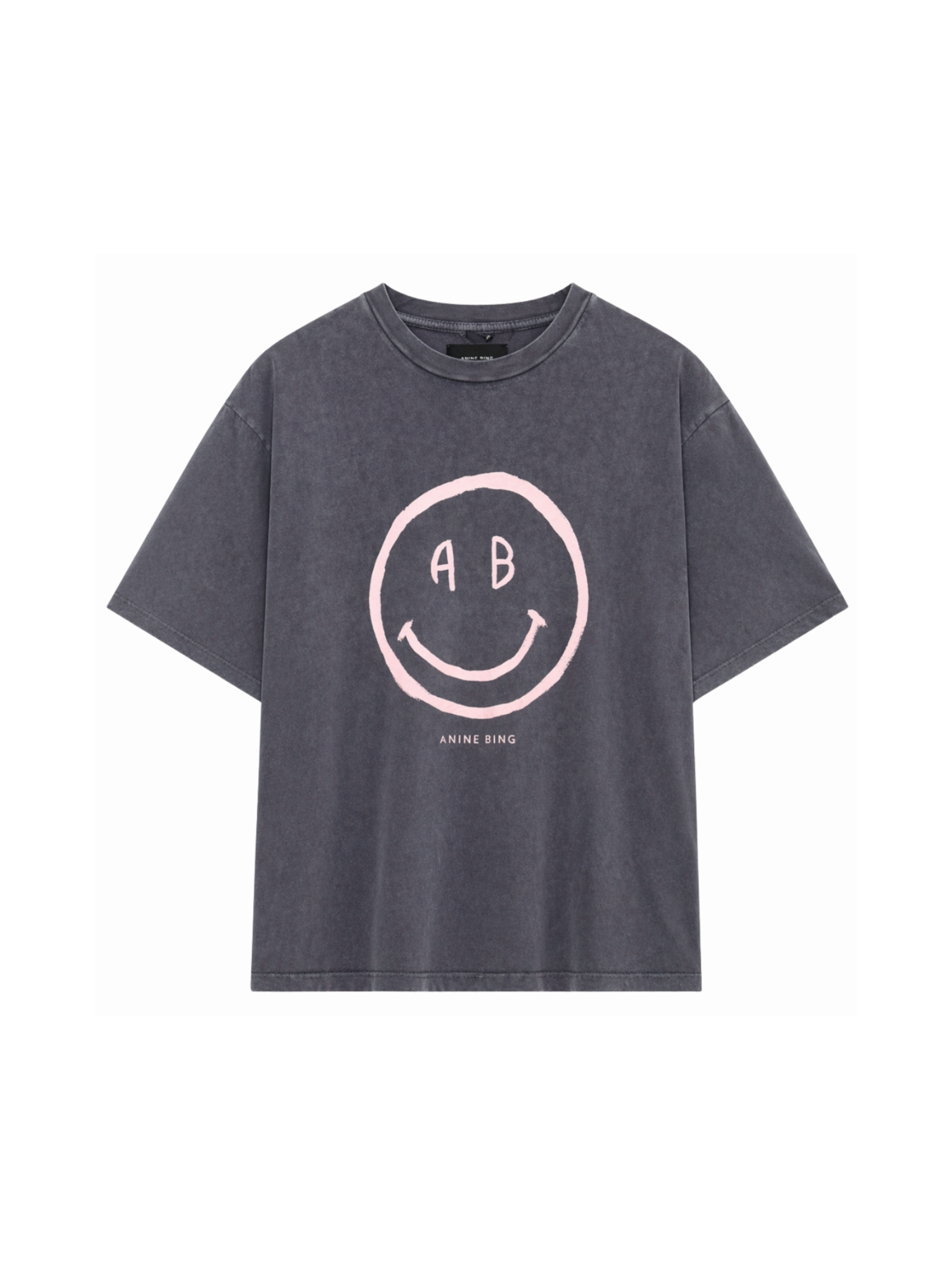 Anine Bing - T-shirt - Washed Grey - Cade Tee Smiley
