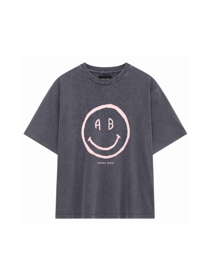 Anine Bing - T-shirt - Washed Grey - Cade Tee Smiley