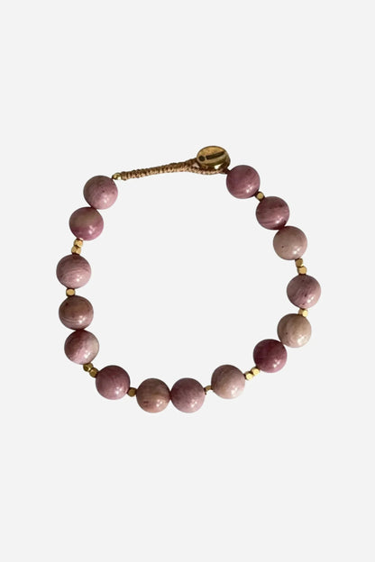 Ibu Jewels - Håndlavet perle armbånd - BIG BO RODONITE - BOM32
