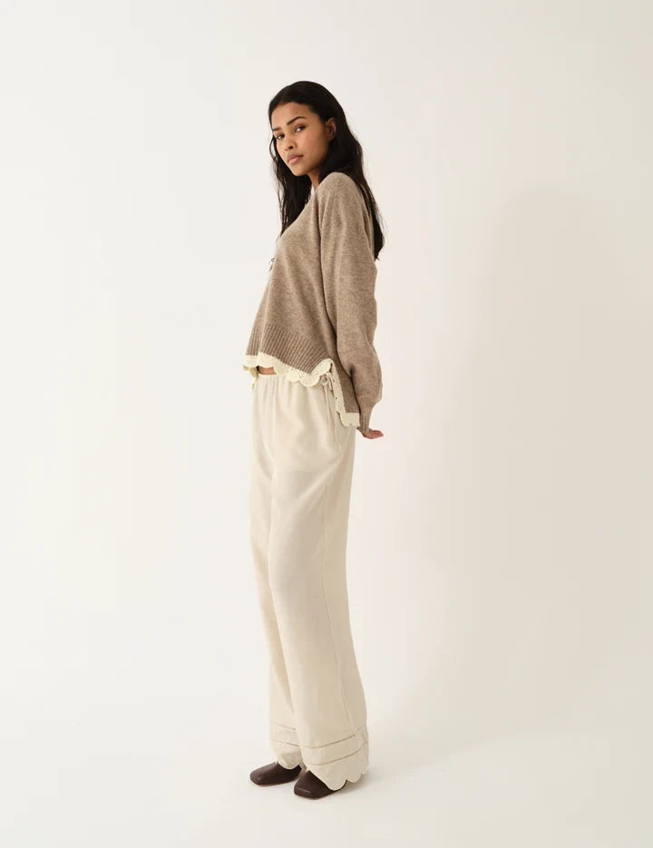 The Garment - Striktrøje - Beige Melange - Como Crochet V-Neck