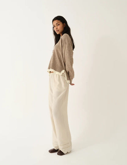 The Garment - Striktrøje - Beige Melange - Como Crochet V-Neck