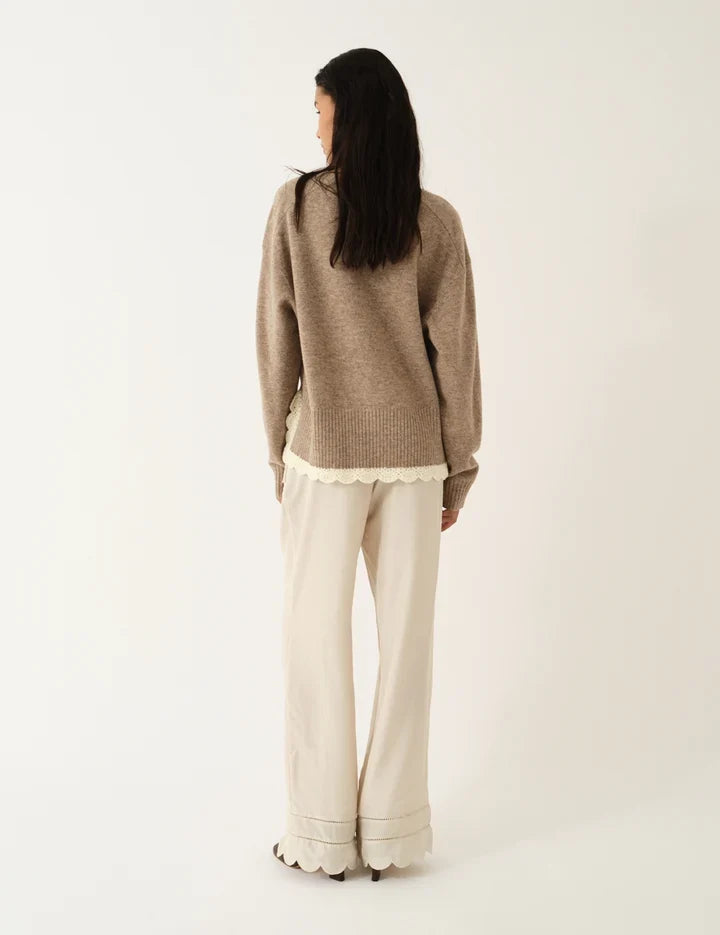 The Garment - Striktrøje - Beige Melange - Como Crochet V-Neck