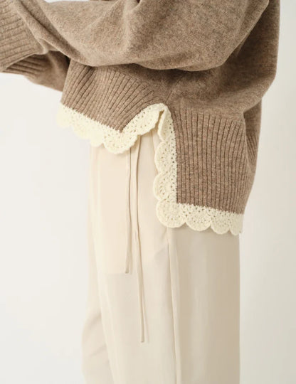 The Garment - Striktrøje - Beige Melange - Como Crochet V-Neck