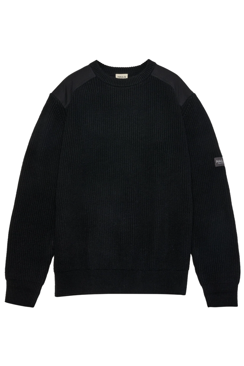 HALO - Strik - Sort - WOOL CREW KNIT