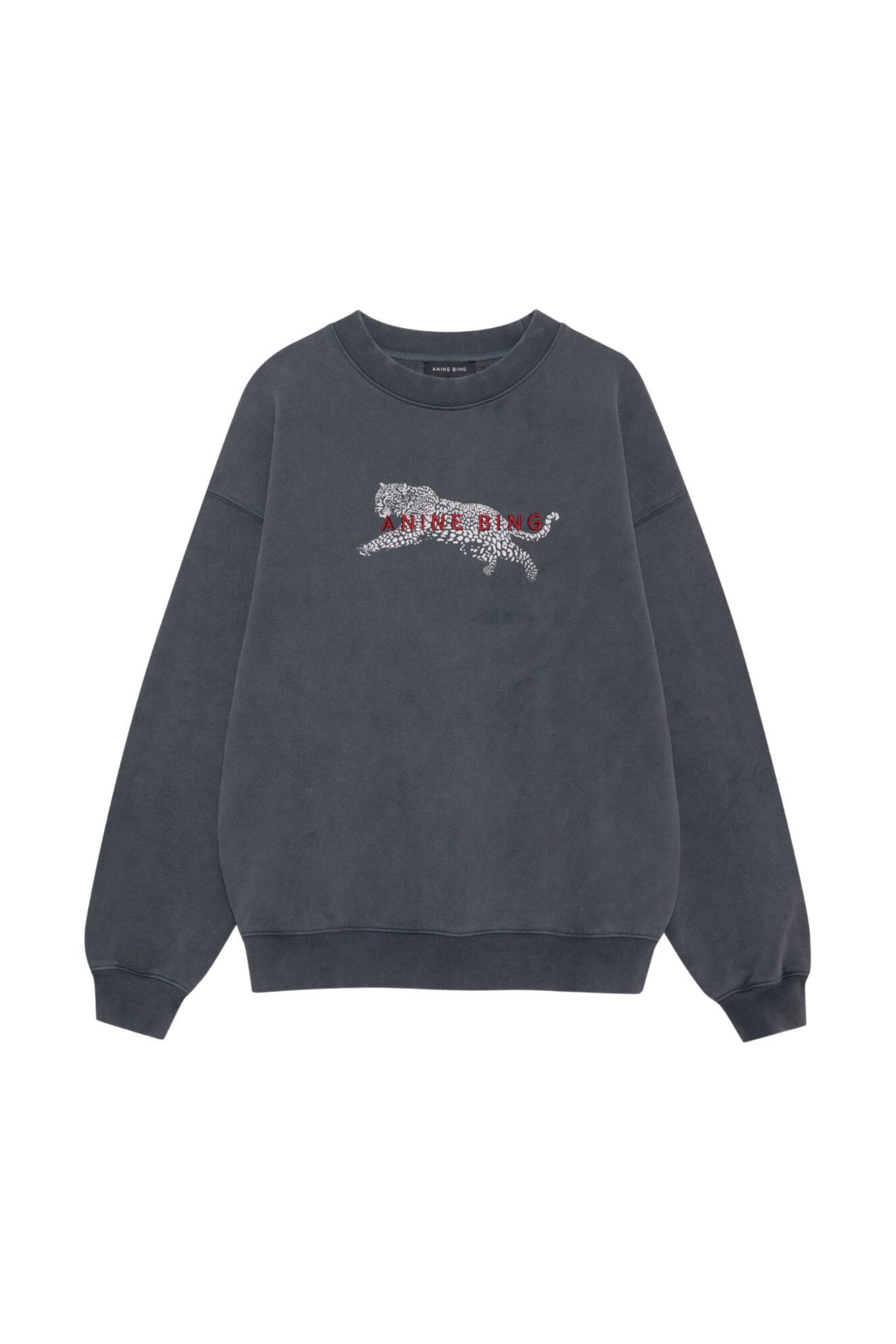 Anine Bing - Sweatshirt - Washed Black - Spencer Sweatshirt Leopard