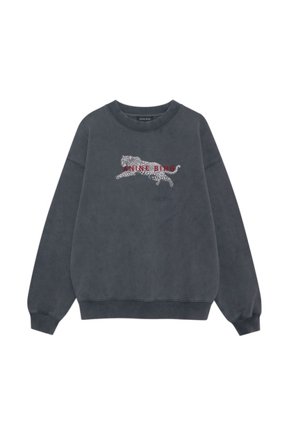 Anine Bing - Sweatshirt - Washed Black - Spencer Sweatshirt Leopard