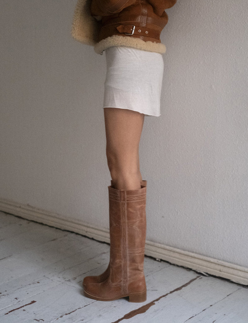 Dico - Læder Støvle - Ann Gaucho With Western Stitchings - Dark Tan
