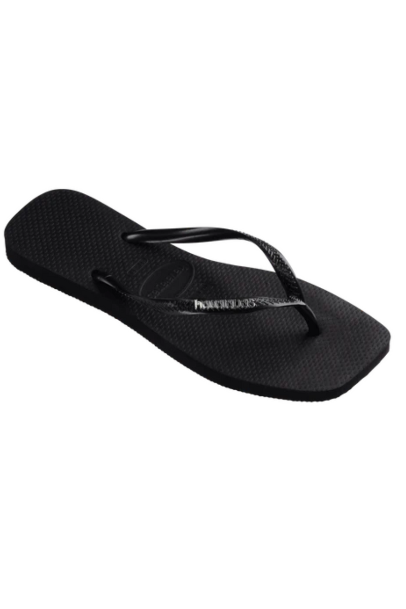 Havaianas - Klipklapper - Black/Silver  - Slim square logo metallic FC sss