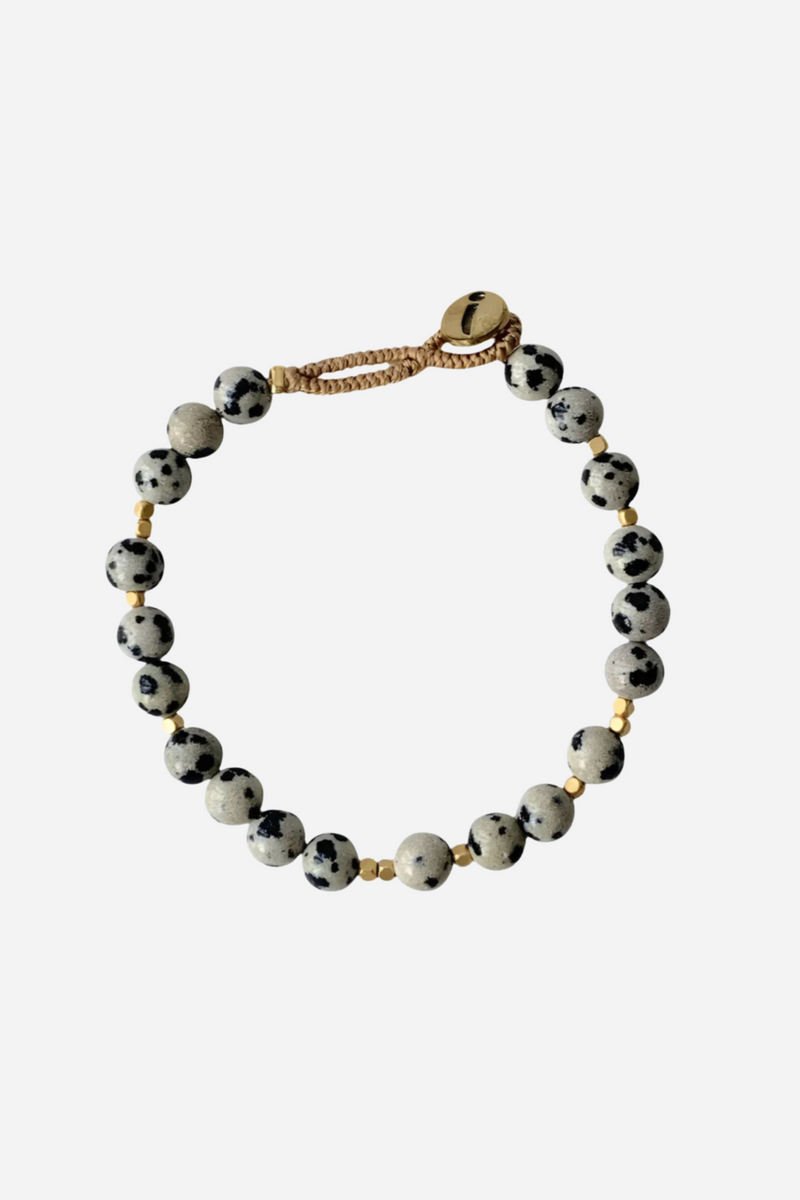 Ibu Jewels - Håndlavet perle armbånd - BIG BO DALMATIAN JASPER - BOM27