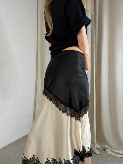 The Collection - Satin nederdel - Sort/Creme - May