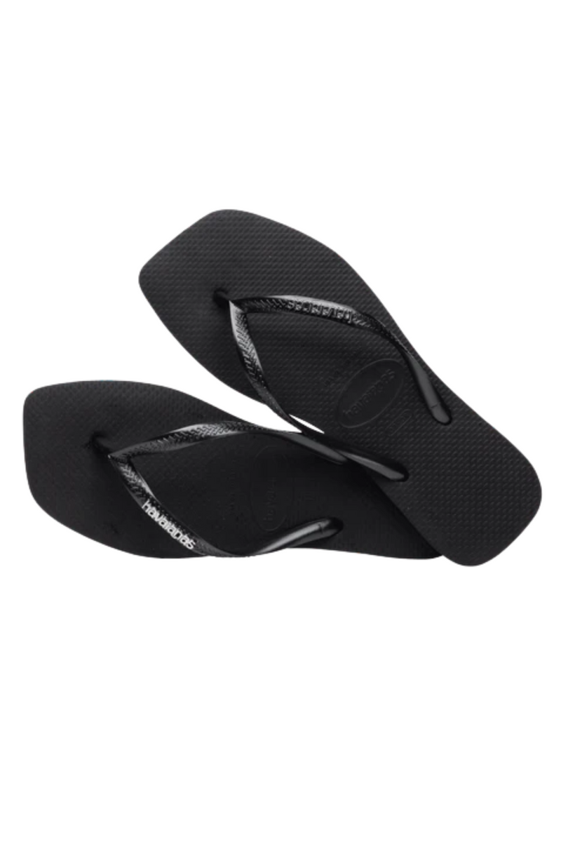 Havaianas - Klipklapper - Black/Silver  - Slim square logo metallic FC sss