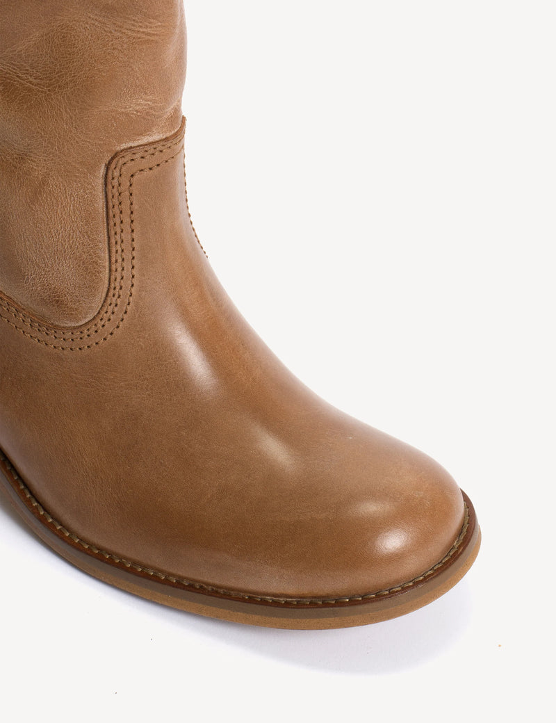 Dico - Læder Støvle - Ann Gaucho With Western Stitchings - Dark Tan