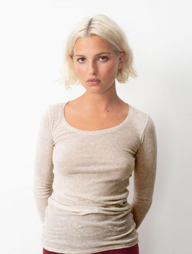 American Vintage - Langærmet t-shirt - Cream Melange - Massachuetts - Stilkompagniet.dk