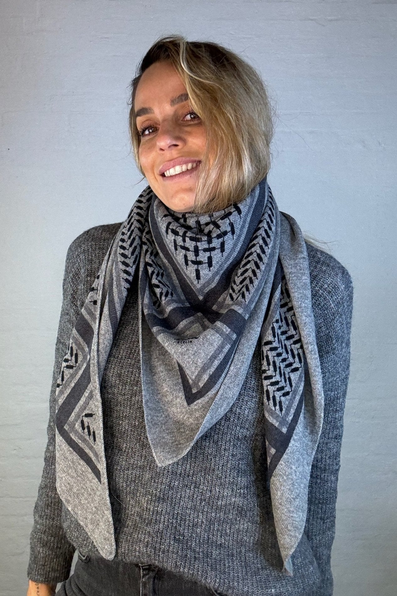 LALA BERLIN - Cashmere halstørklæde - Trinity classic M - City middlegrey melange grey