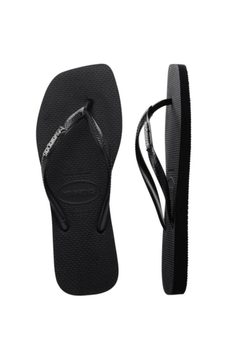 Havaianas - Klipklapper - Black/Silver  - Slim square logo metallic FC sss