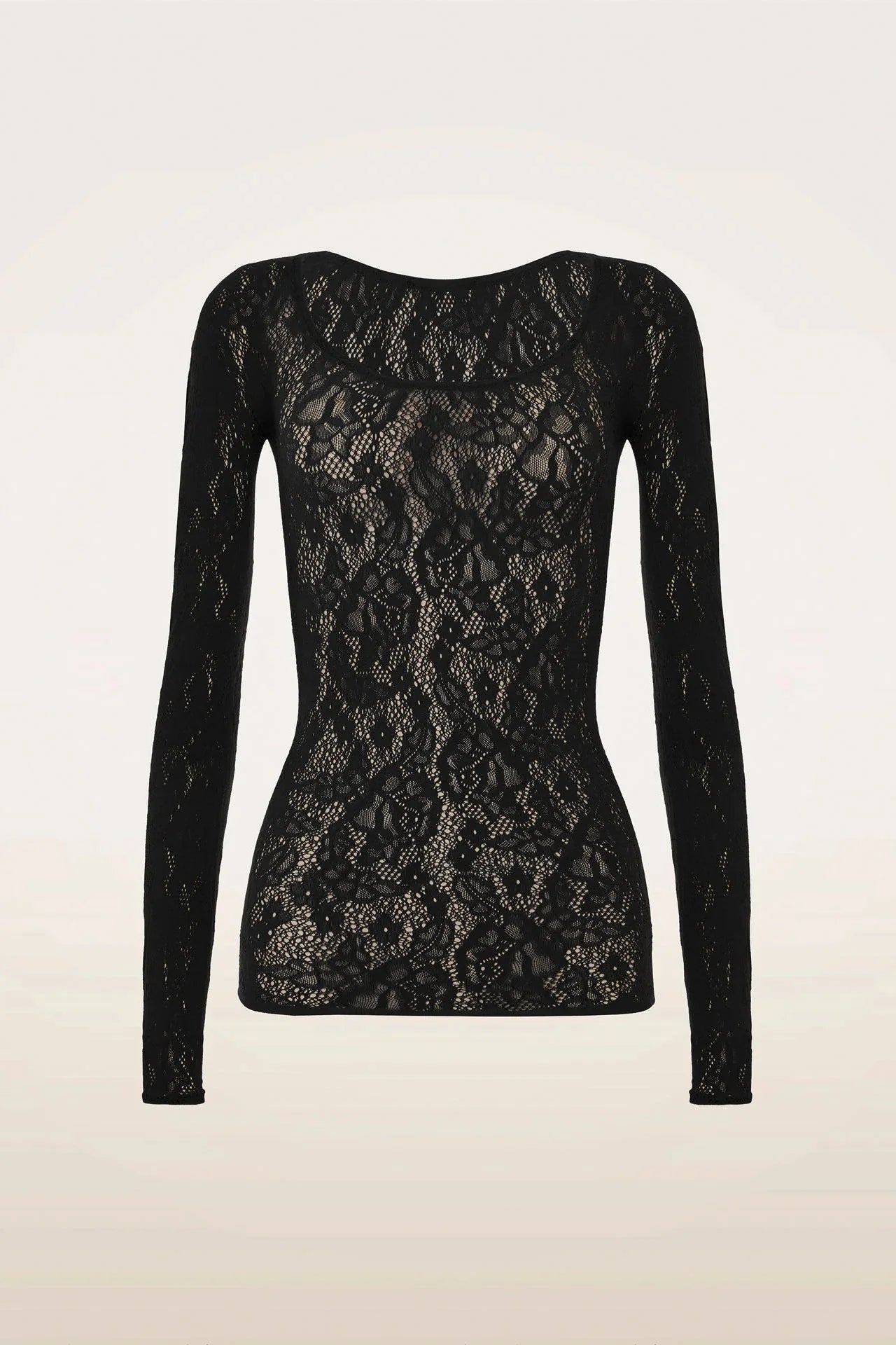 Wolford - Bluse - Sort - Infinite Rose Net Long Sleeves