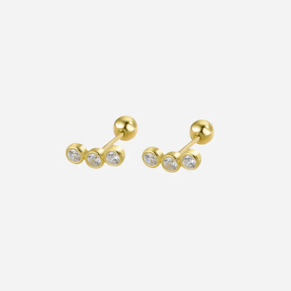Andcopenhagen Jewelry - Øreringe studs - 18 karat Guldbelagt 925 sterlingsølv - Dina 3 sten