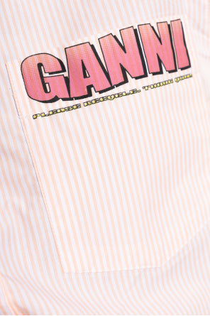 Ganni - Skjorte - Peach - Stripe cotton shirt A0898