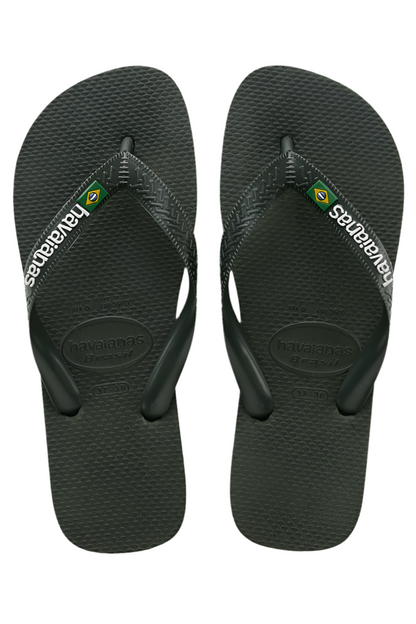 HAVAIANAS - Brasil Logo Olive Green   - Klipklapper sss