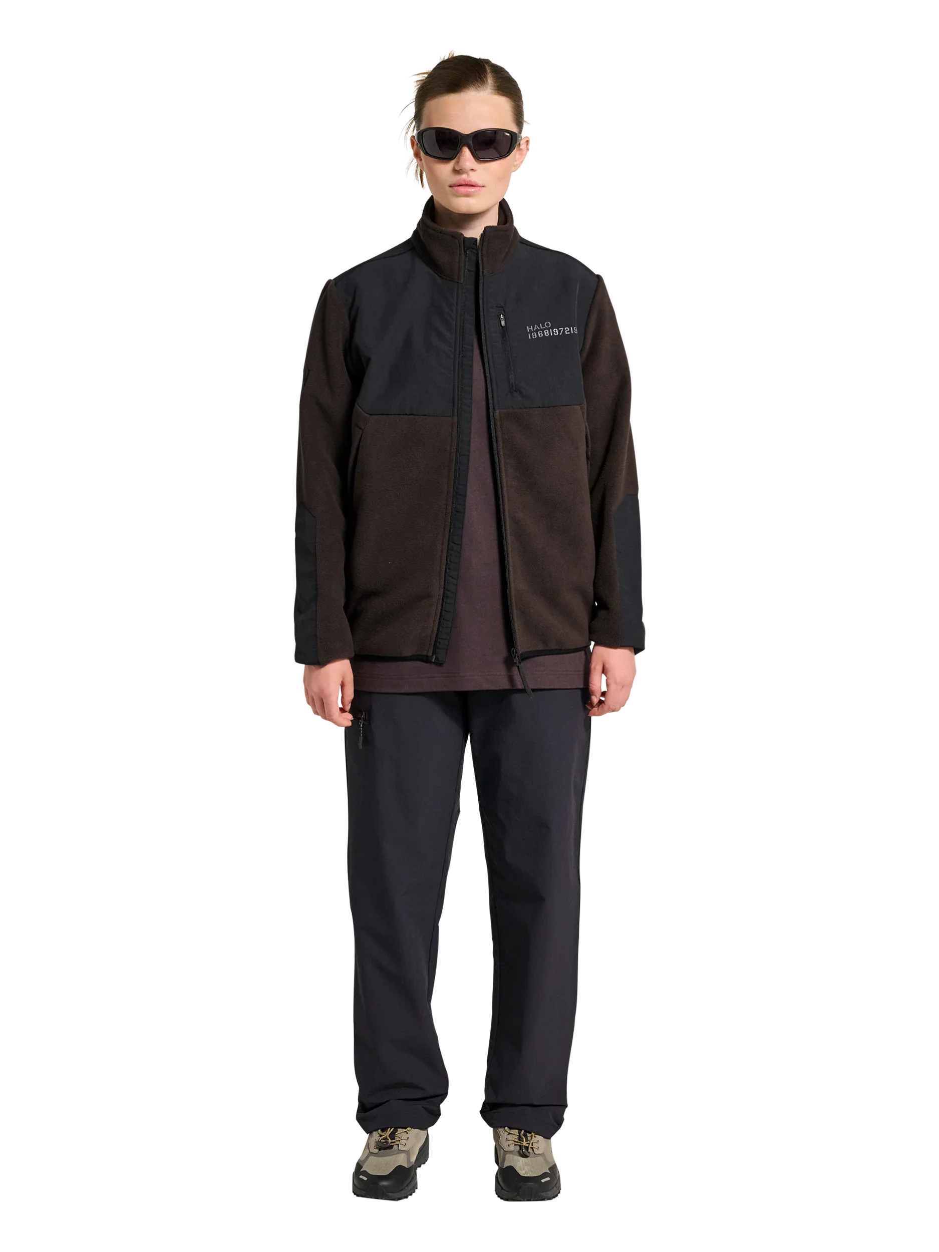Halo - Fleece jakke - Chocolate torte 8070 - Blocked Zip Fleece - Stilkompagniet.dk