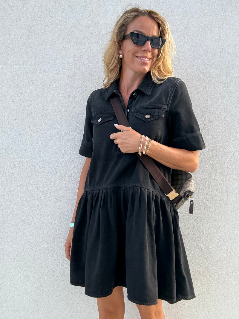 GANNI - Kjole - Black Washed - Rigid dress