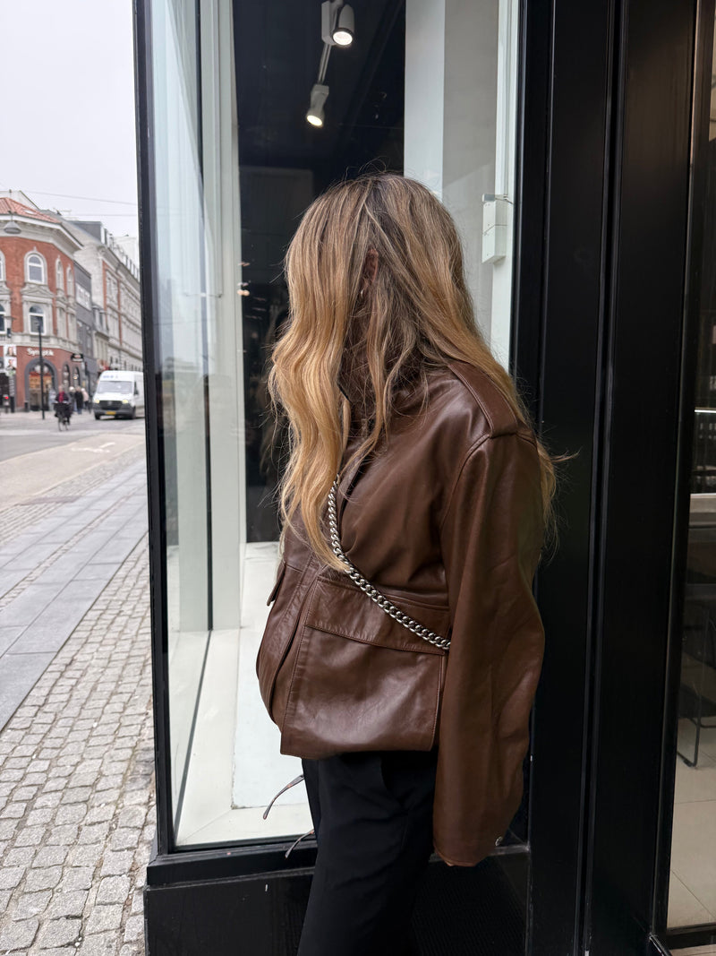My Essential Wardrobe - Læderjakke - Brun - Dina