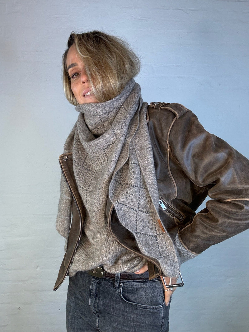 Triangle trinity cashmeretøklæde stor 100% Cashmere Khaki - Andcopenhagen