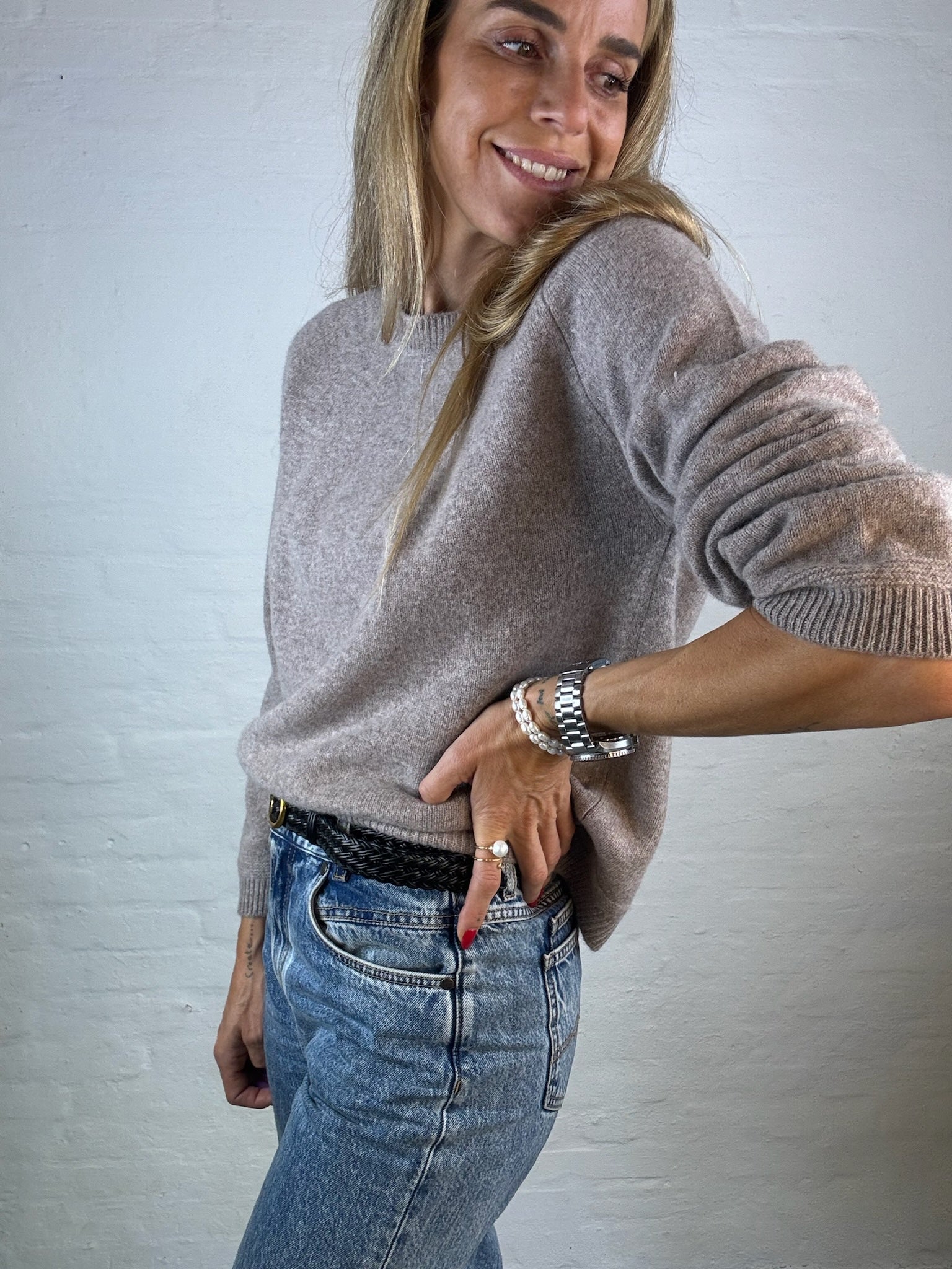 Andcopenhagen - Oversize Cashmerebluse Mocca - 100% cashmere strik - Eleni - Stilkompagniet.dk