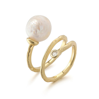 Andcopenhagen - Ring - 18 karat guldbelagt messing - White Pearl - Stilkompagniet.dk