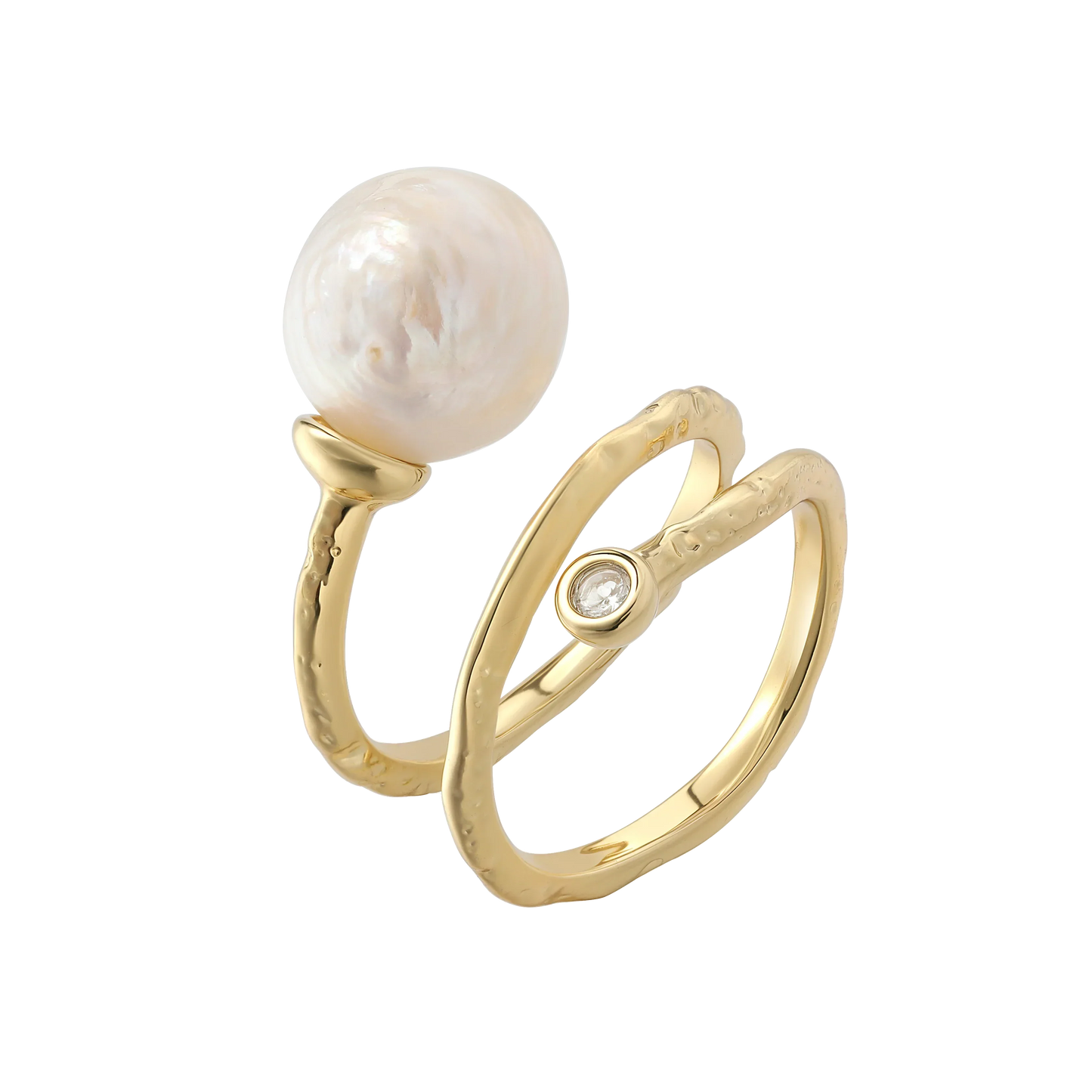 Andcopenhagen - Ring - 18 karat guldbelagt messing - White Pearl - Stilkompagniet.dk