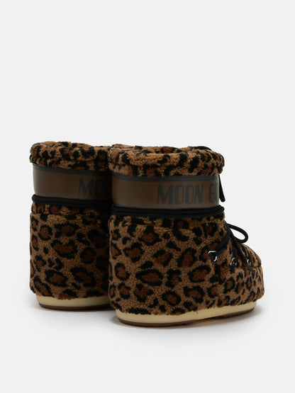 Moon Boot - Vinterstøvle - Cognac/Cocoa - Icon Low Fleece Leopard bagfra