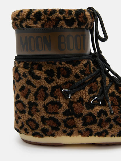 Moon Boot - Vinterstøvle - Cognac/Cocoa - Icon Low Fleece Leopard tæt på 