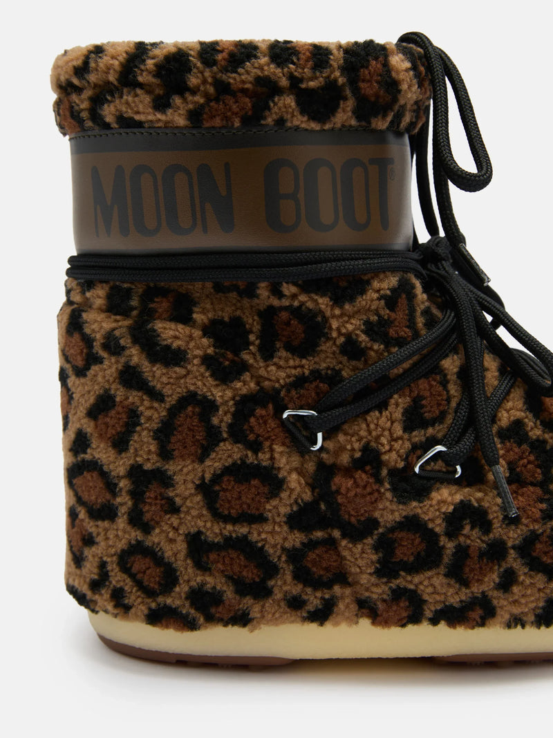 Moon Boot - Vinterstøvle - Cognac/Cocoa - Icon Low Fleece Leopard tæt på 