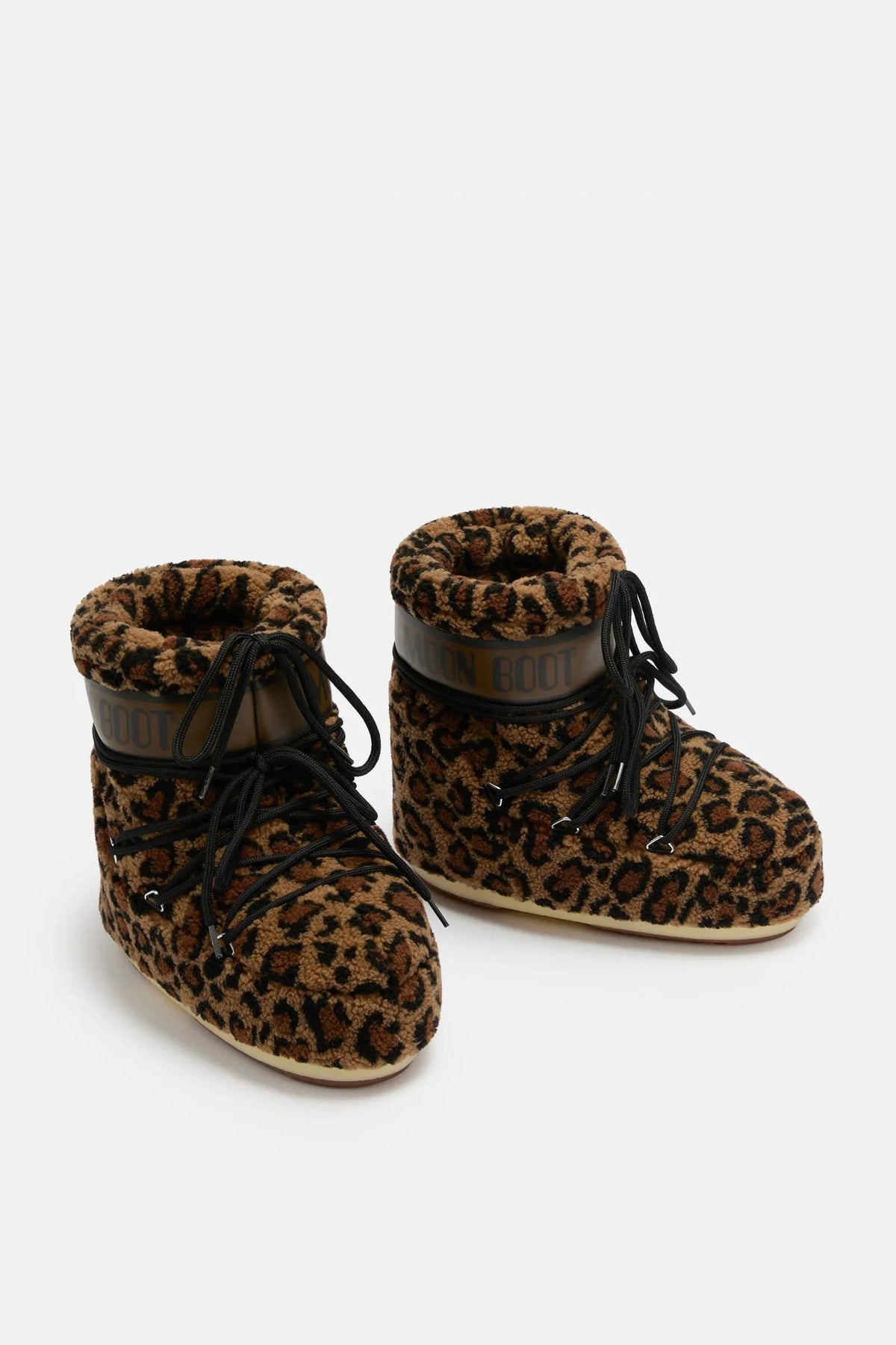 Moon Boot - Vinterstøvle - Cognac/Cocoa - Icon Low Fleece Leopard begge fra oppefra