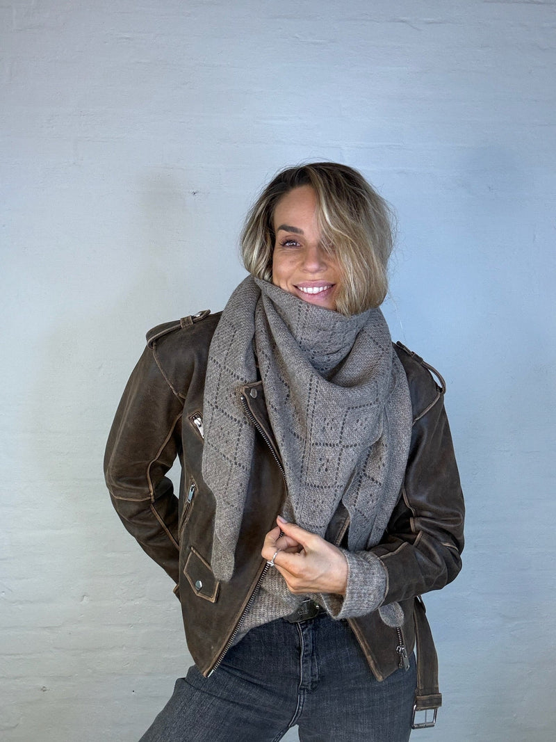 Triangle trinity cashmeretøklæde stor 100% Cashmere Khaki - Andcopenhagen