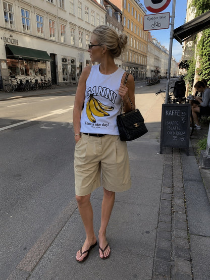 Ganni - Tanktop - Hvid - Compact rib tank top