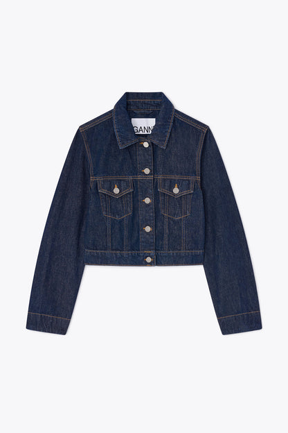 Ganni - Jakke - Blue Rinse - Denim Cropped Jacket