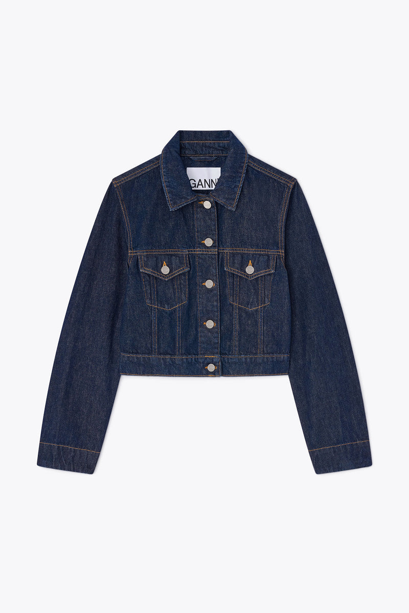 Ganni - Jakke - Blue Rinse - Denim Cropped Jacket