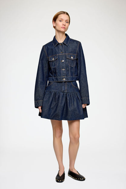 Ganni - Jakke - Blue Rinse - Denim Cropped Jacket